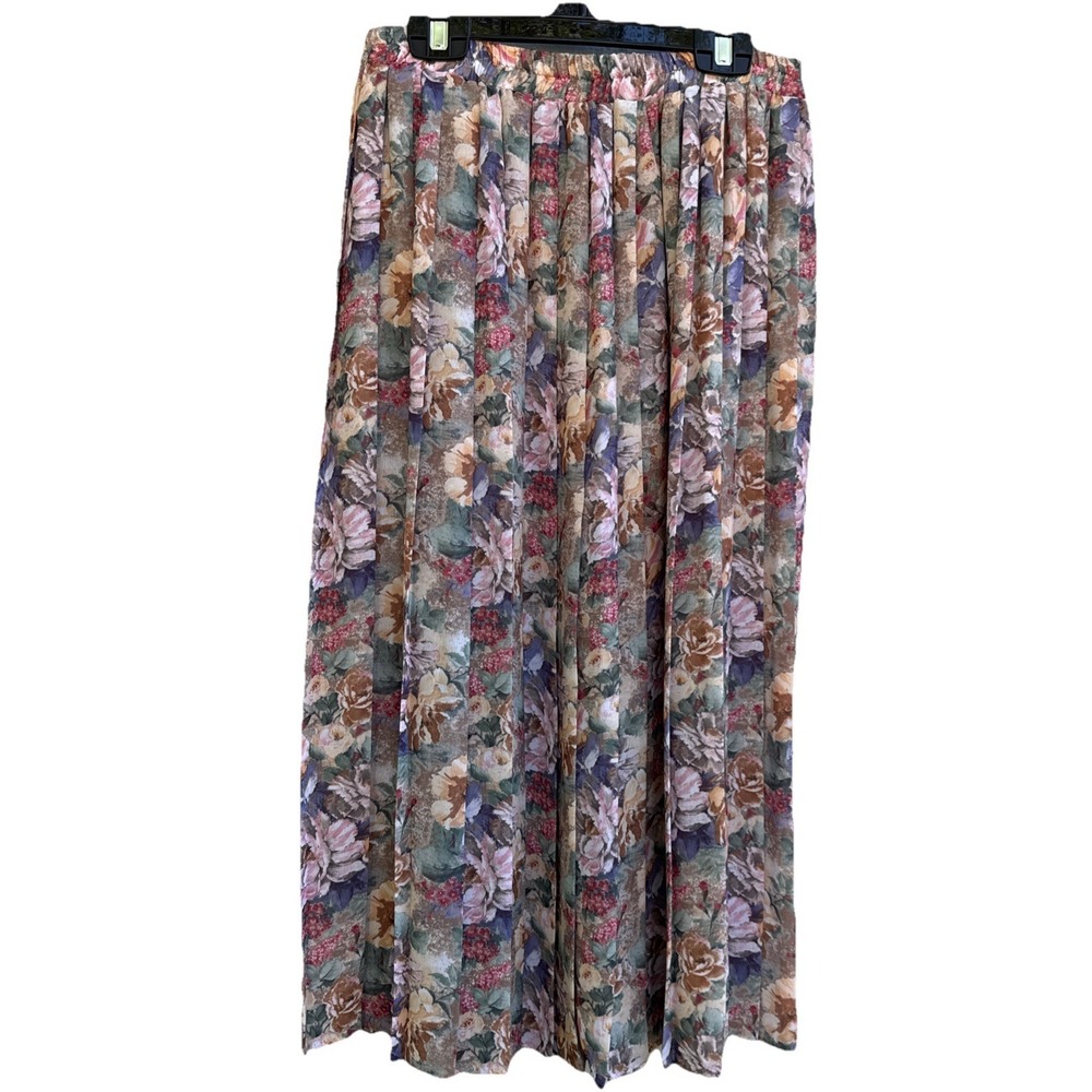 Vtg Worthington Midi Skirt Pleated Floral Made In‎ USA Cottagecore Sz 8 Petite